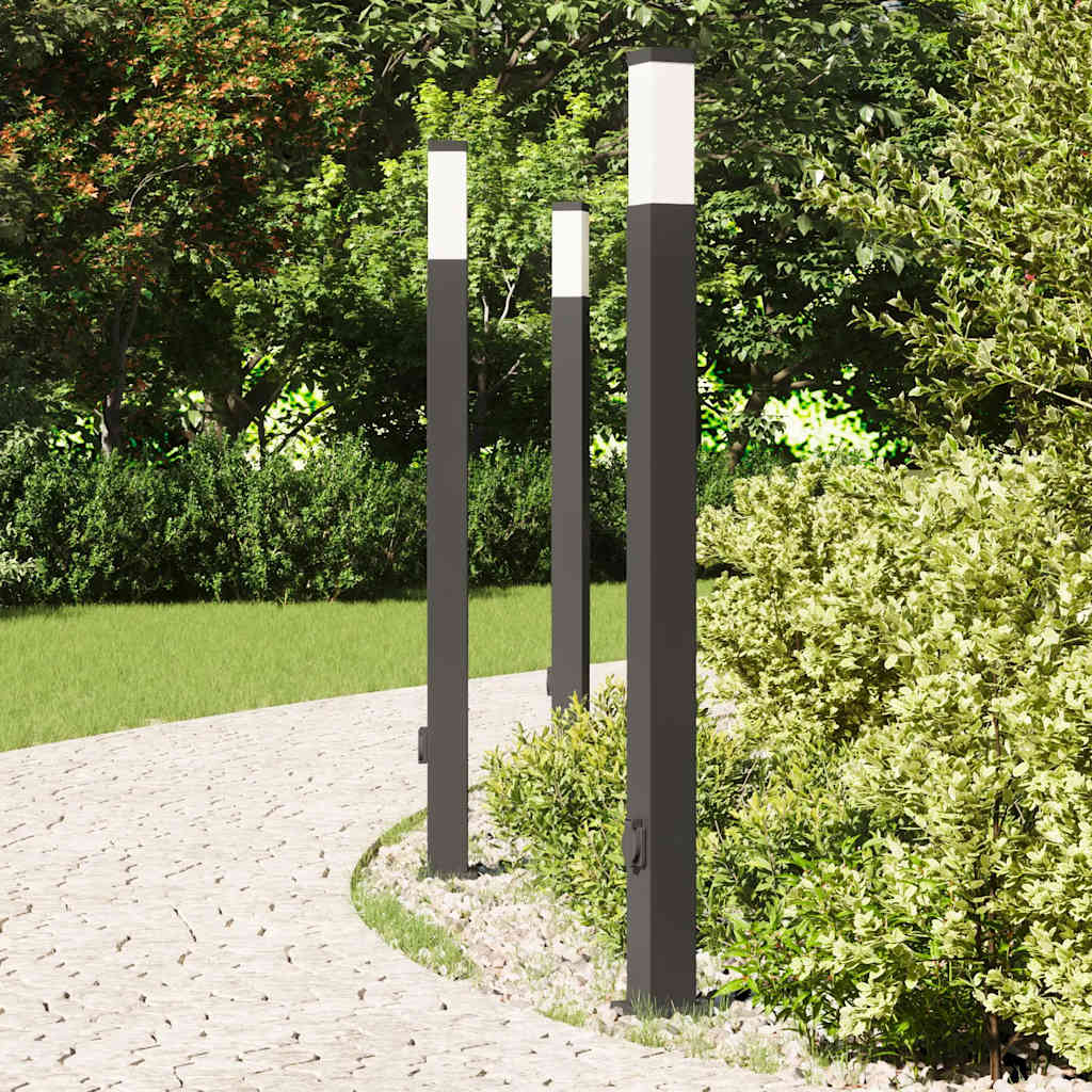 vidaXL Bollard Lights with Outlet 3 pcs 110 cm Black IP44