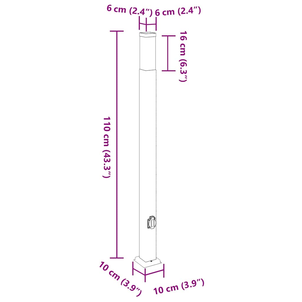 vidaXL Bollard Lights with Outlet 3 pcs 110 cm Black IP44