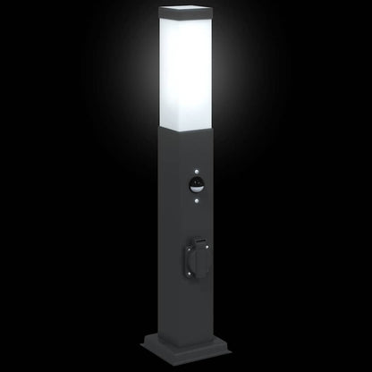 vidaXL Bollard Lights with Sensor&Outlet 3 pcs 50 cm Black IP44