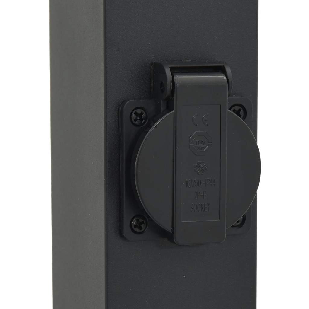 vidaXL Bollard Lights with Sensor&Outlet 3 pcs 50 cm Black IP44