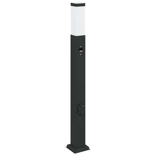 vidaXL Bollard Light with Sensor&Outlet 80 cm Black IP44