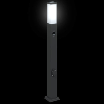 vidaXL Bollard Light with Sensor&Outlet 80 cm Black IP44