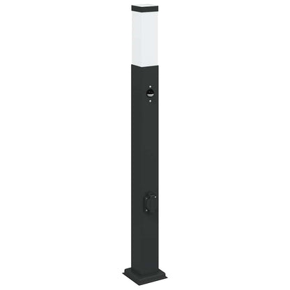 vidaXL Bollard Lights with Sensor&Outlet 3 pcs 80 cm Black IP44