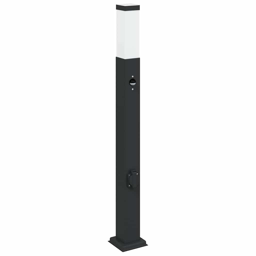 vidaXL Bollard Lights with Sensor&Outlet 3 pcs 80 cm Black IP44