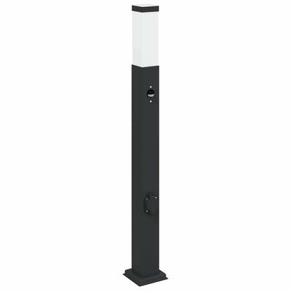 vidaXL Bollard Lights with Sensor&Outlet 3 pcs 80 cm Black IP44