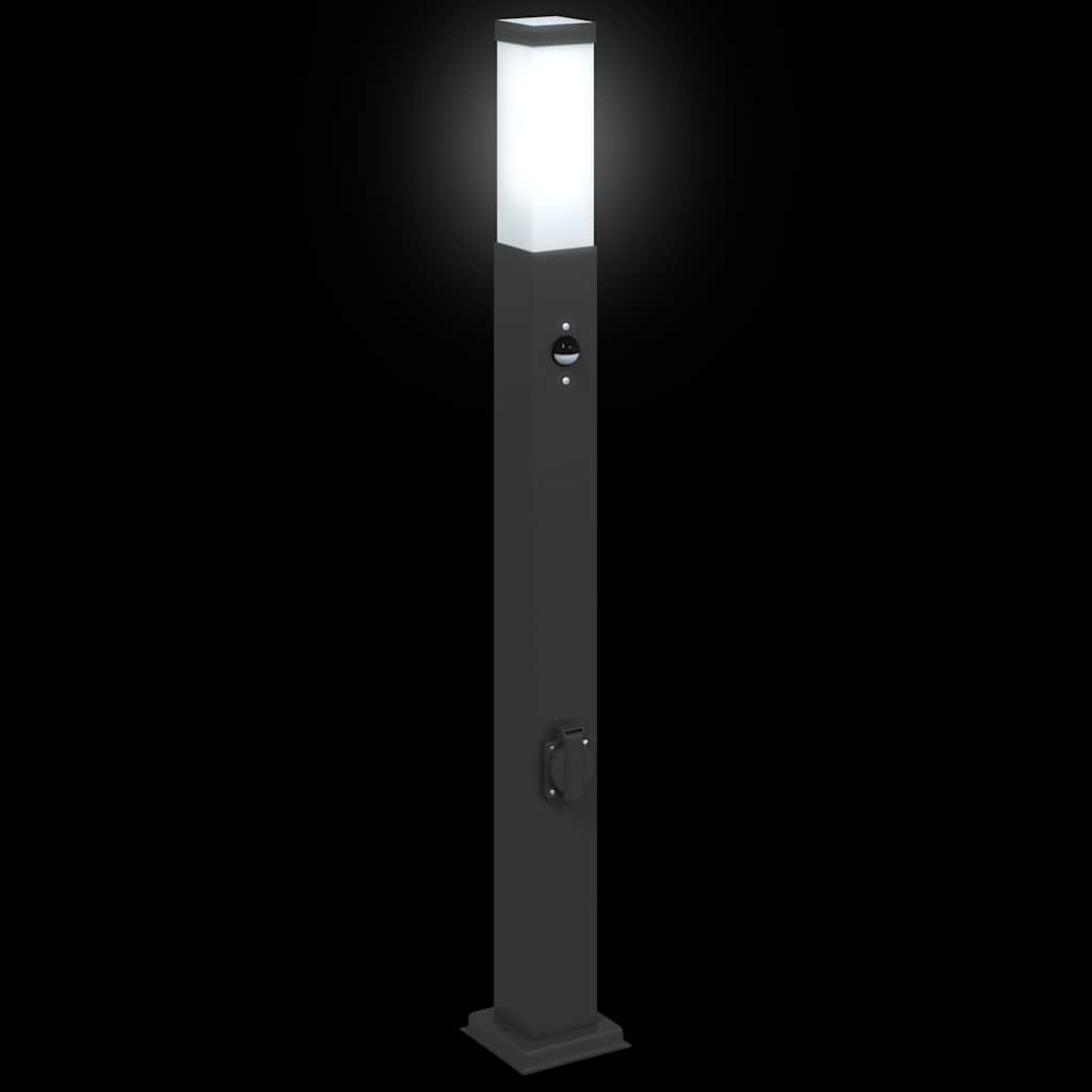 vidaXL Bollard Lights with Sensor&Outlet 3 pcs 80 cm Black IP44