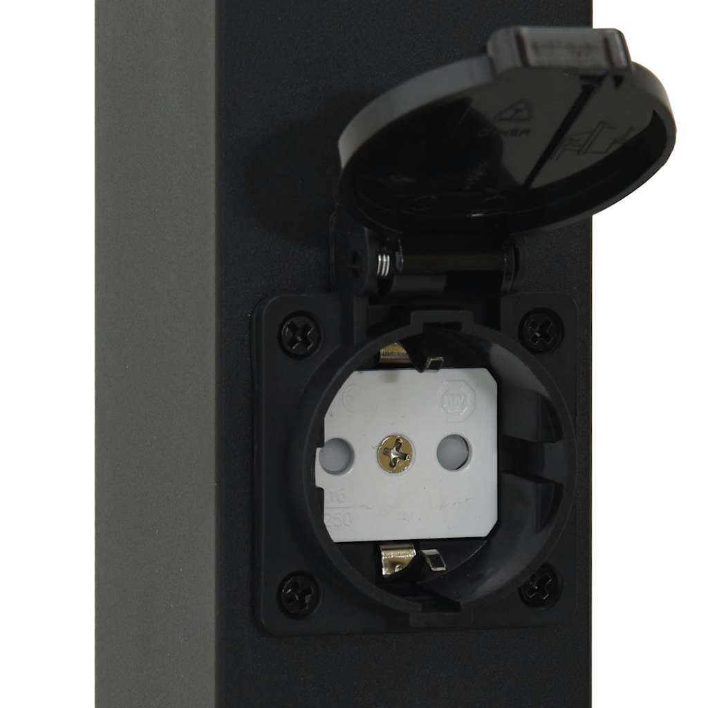 vidaXL Bollard Lights with Sensor&Outlet 3 pcs 80 cm Black IP44