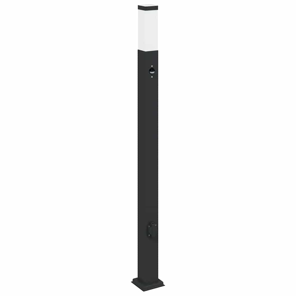 vidaXL Bollard Lights with Sensor&Outlet 3 pcs 110 cm Black IP44