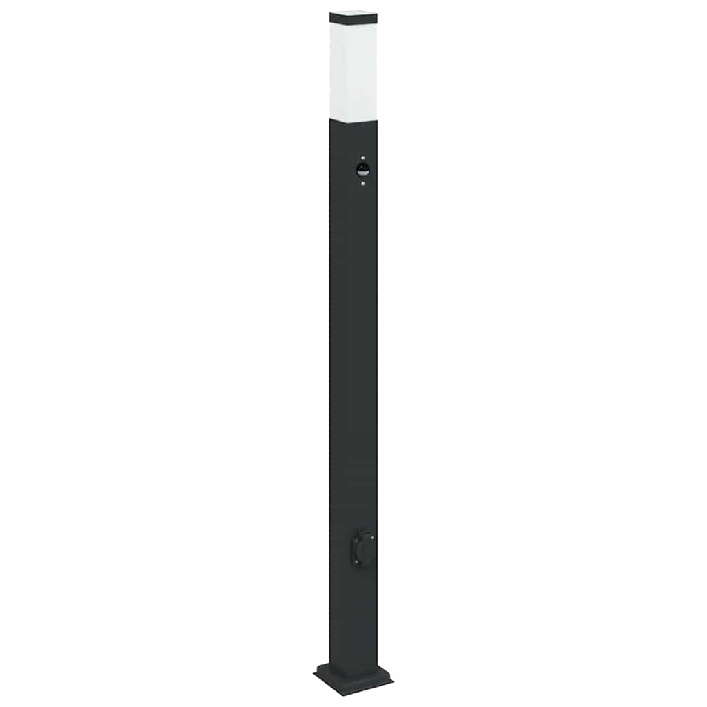 vidaXL Bollard Lights with Sensor&Outlet 3 pcs 110 cm Black IP44