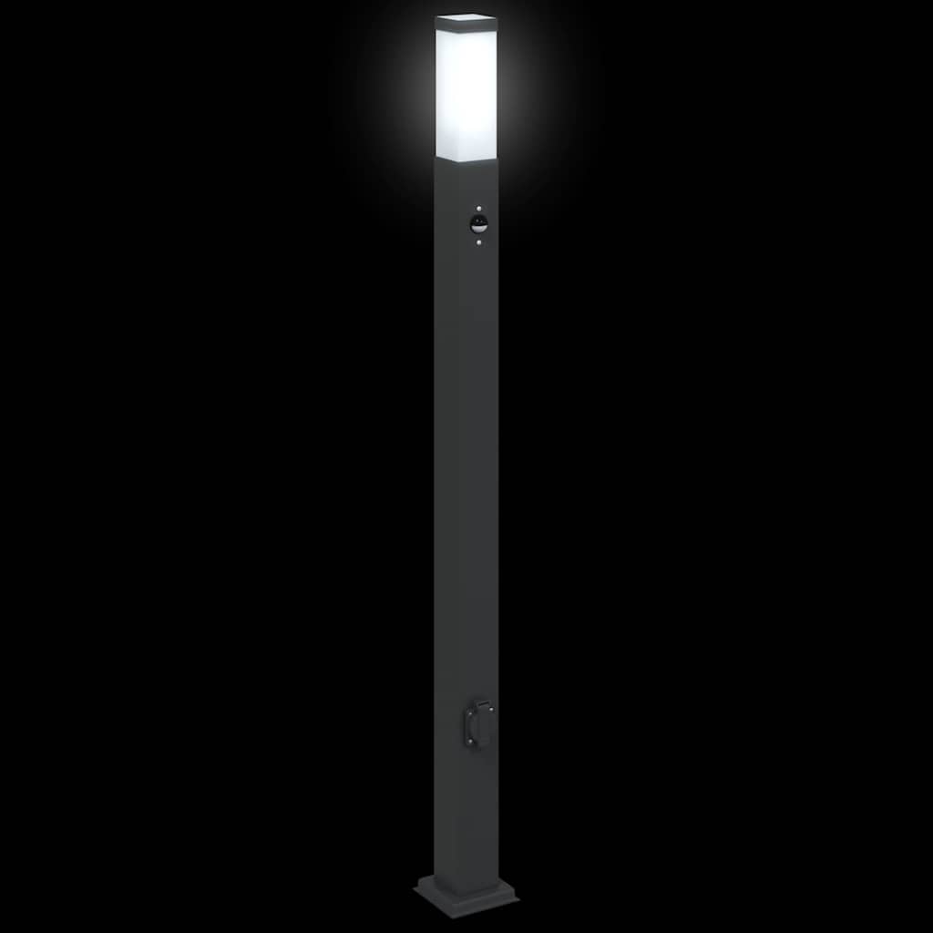 vidaXL Bollard Lights with Sensor&Outlet 3 pcs 110 cm Black IP44