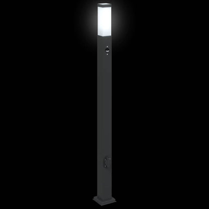 vidaXL Bollard Lights with Sensor&Outlet 3 pcs 110 cm Black IP44