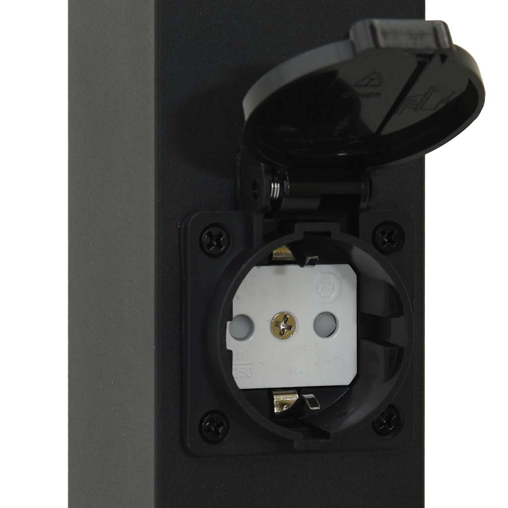 vidaXL Bollard Lights with Sensor&Outlet 3 pcs 110 cm Black IP44