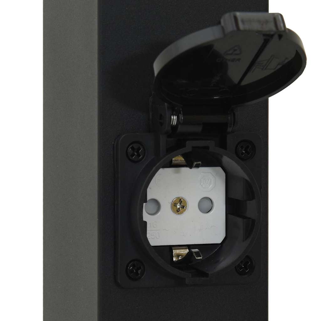 vidaXL Bollard Lights with Sensor&Outlet 3 pcs 110 cm Black IP44