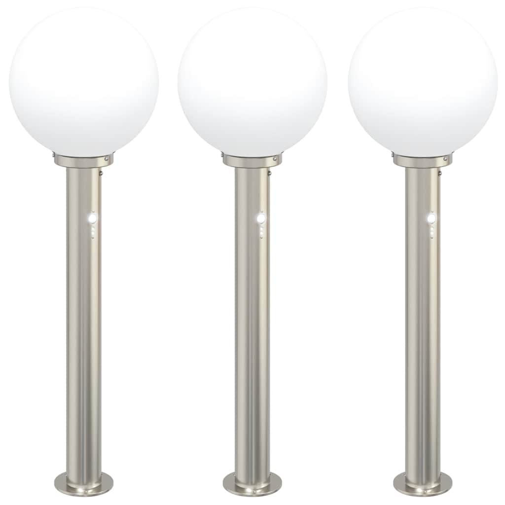 vidaXL Bollard Lights with Sensor 3 pcs 80 cm Stainless Steel IP44