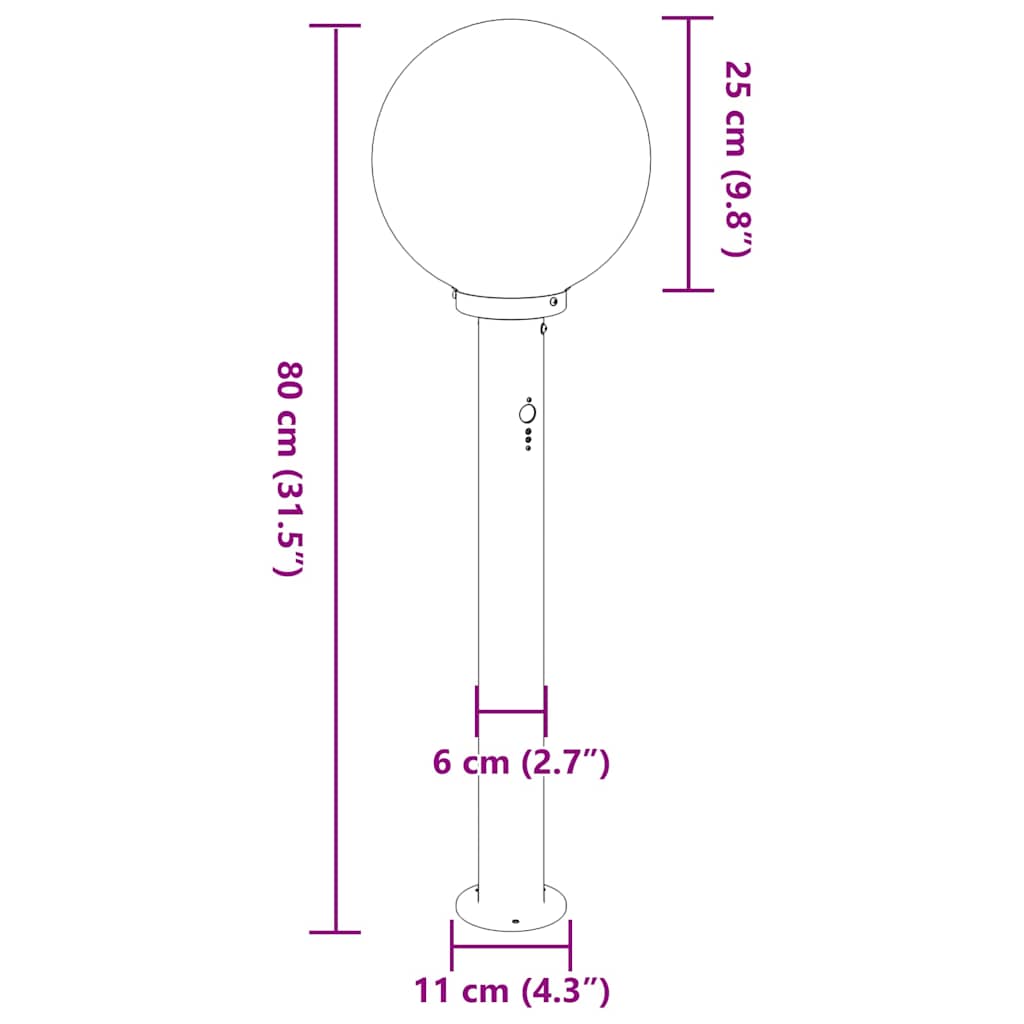 vidaXL Bollard Lights with Sensor 3 pcs 80 cm Stainless Steel IP44