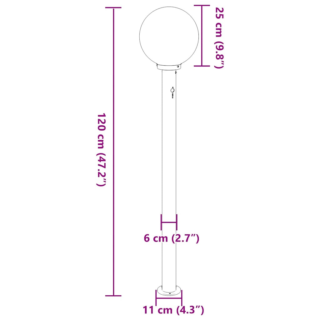 vidaXL Bollard Light with Sensor 120 cm Stainless Steel IP44