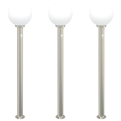 vidaXL Bollard Lights with Sensor 3 pcs 120 cm Stainless Steel IP44