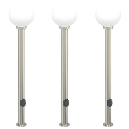 vidaXL Bollard Lights with Outlet 3 pcs 120 cm Stainless Steel IP44
