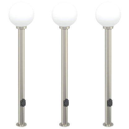 vidaXL Bollard Lights with Outlet 3 pcs 120 cm Stainless Steel IP44