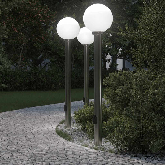 vidaXL Bollard Lights with Outlet 3 pcs 120 cm Stainless Steel IP44
