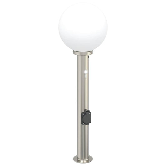 vidaXL Bollard Light with Sensor&Outlet 80 cm Stainless Steel IP44