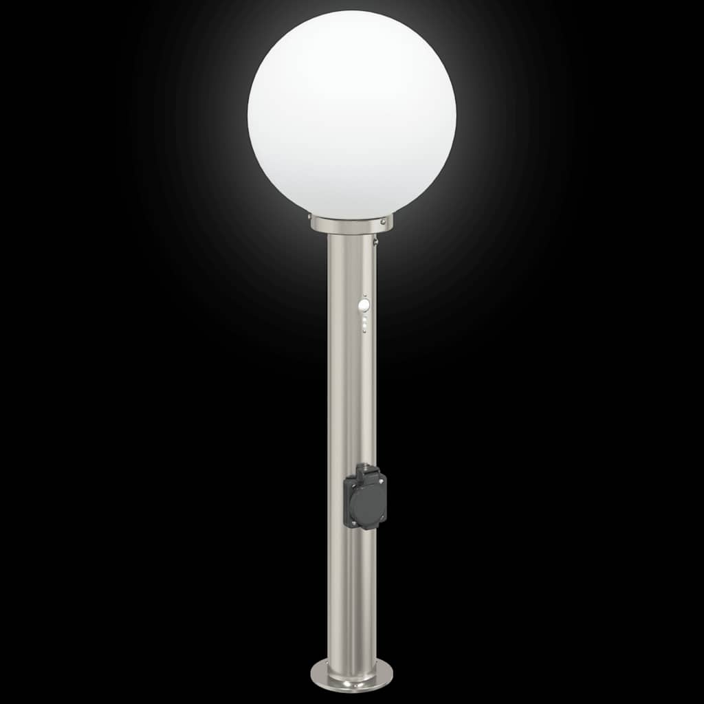 vidaXL Bollard Light with Sensor&Outlet 80 cm Stainless Steel IP44