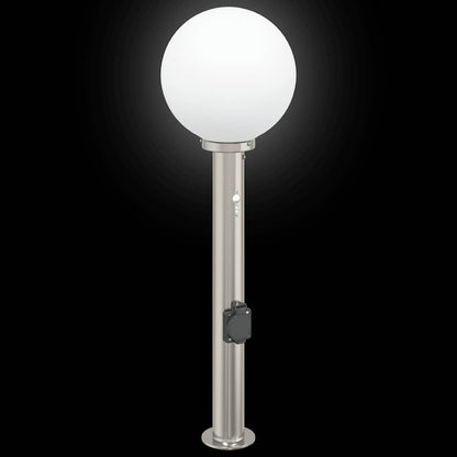 vidaXL Bollard Light with Sensor&Outlet 80 cm Stainless Steel IP44