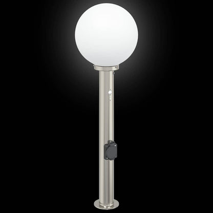 vidaXL Bollard Light with Sensor&Outlet 80 cm Stainless Steel IP44