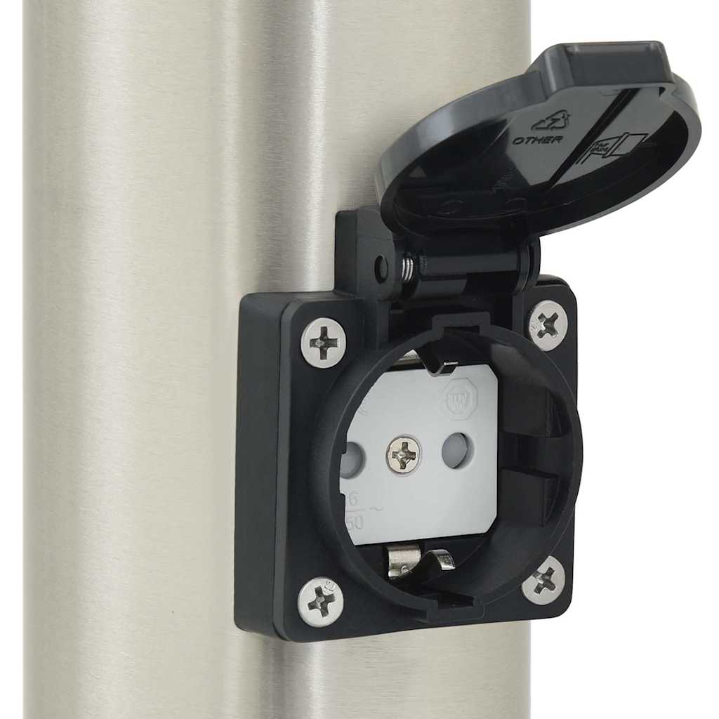 vidaXL Bollard Light with Sensor&Outlet 80 cm Stainless Steel IP44