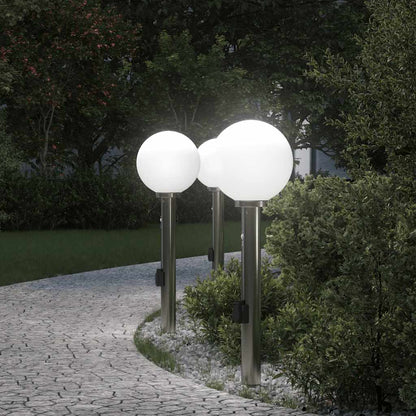 vidaXL Bollard Lights with Sensor&Outlet 3 pcs 80 cm Stainless Steel IP44