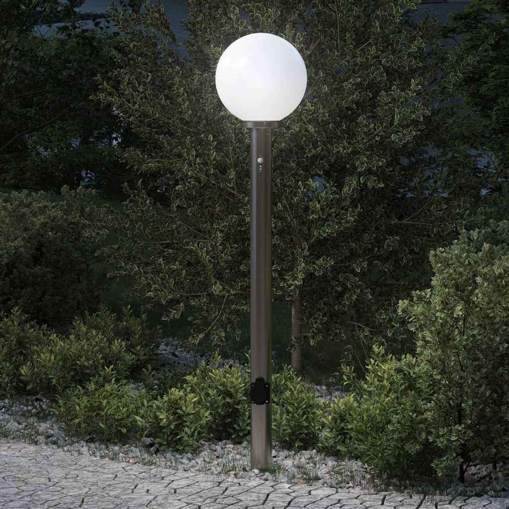 vidaXL Bollard Light with Sensor&Outlet 120 cm Stainless Steel IP44