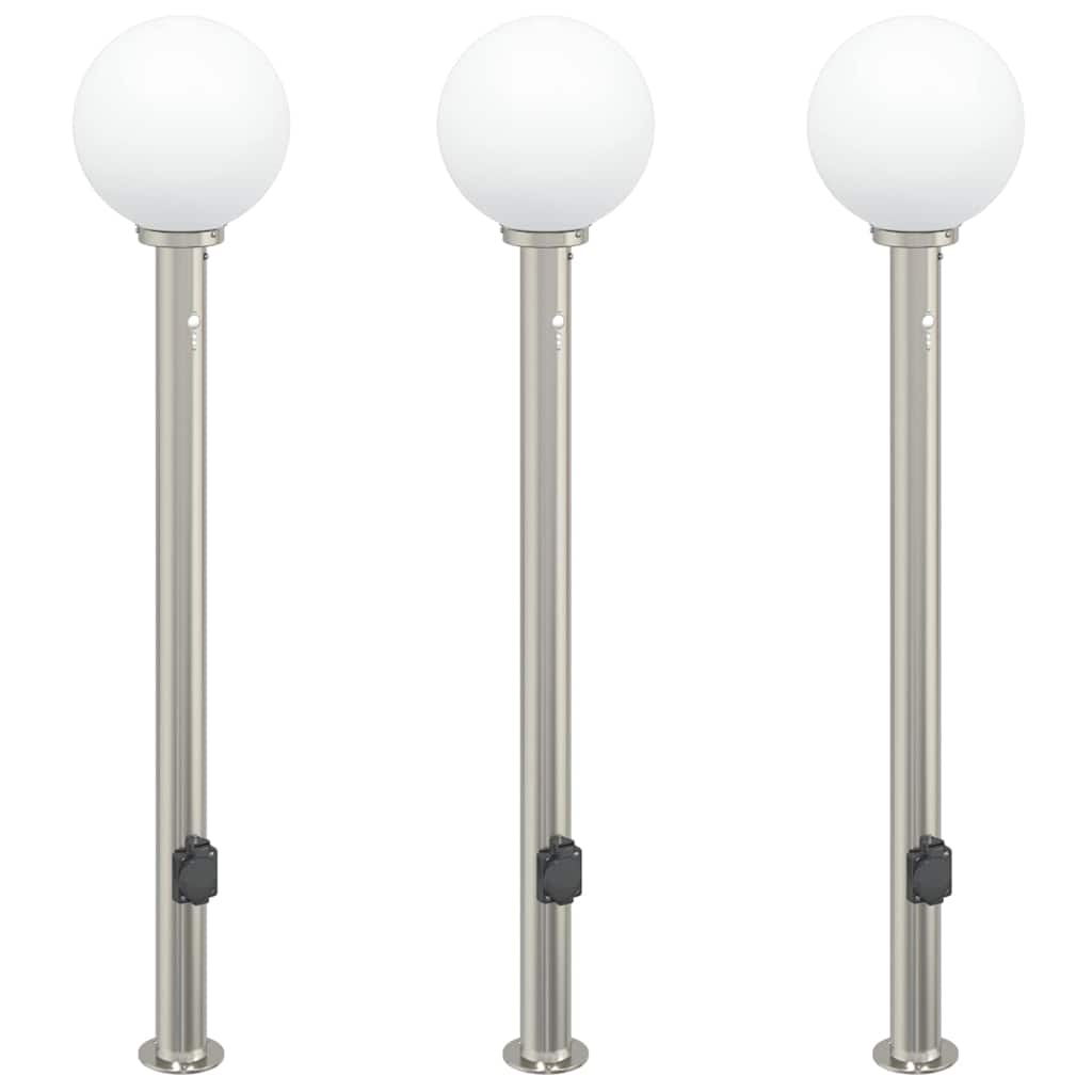 vidaXL Bollard Lights with Sensor&Outlet 3 pcs 120 cm