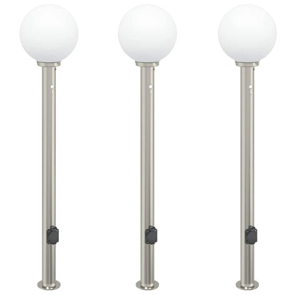 vidaXL Bollard Lights with Sensor&Outlet 3 pcs 120 cm Stainless Steel IP44
