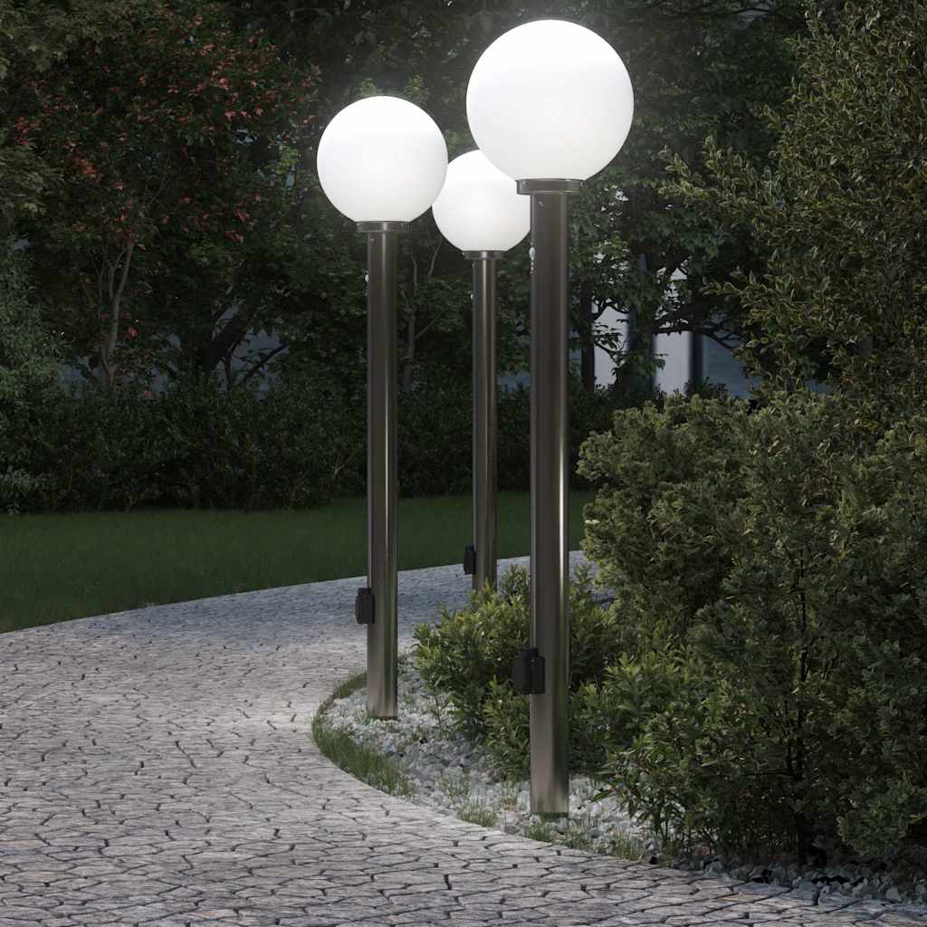 vidaXL Bollard Lights with Sensor&Outlet 3 pcs 120 cm