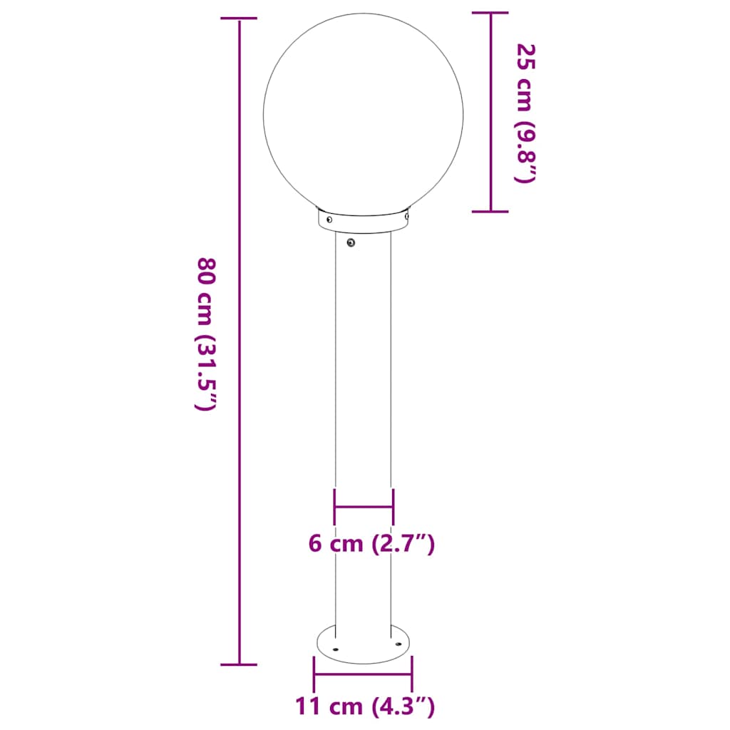 vidaXL Bollard Light 80 cm Black IP44