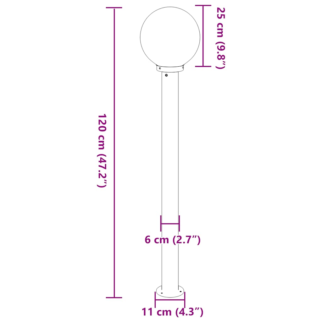 vidaXL Bollard Light 120 cm Black IP44