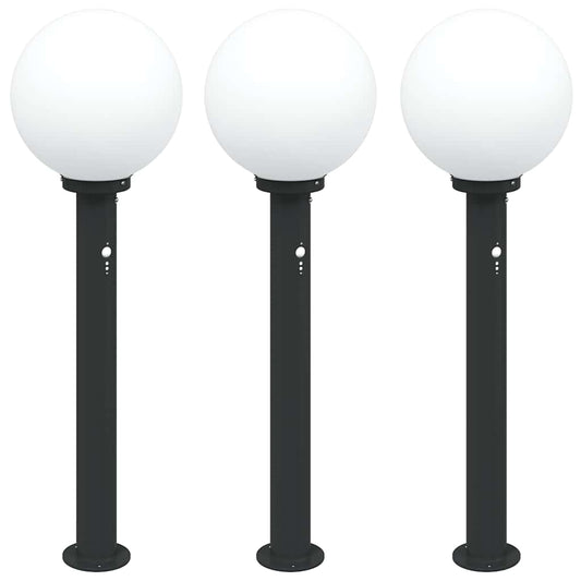 vidaXL Bollard Lights with Sensor 3 pcs 80 cm Black IP44