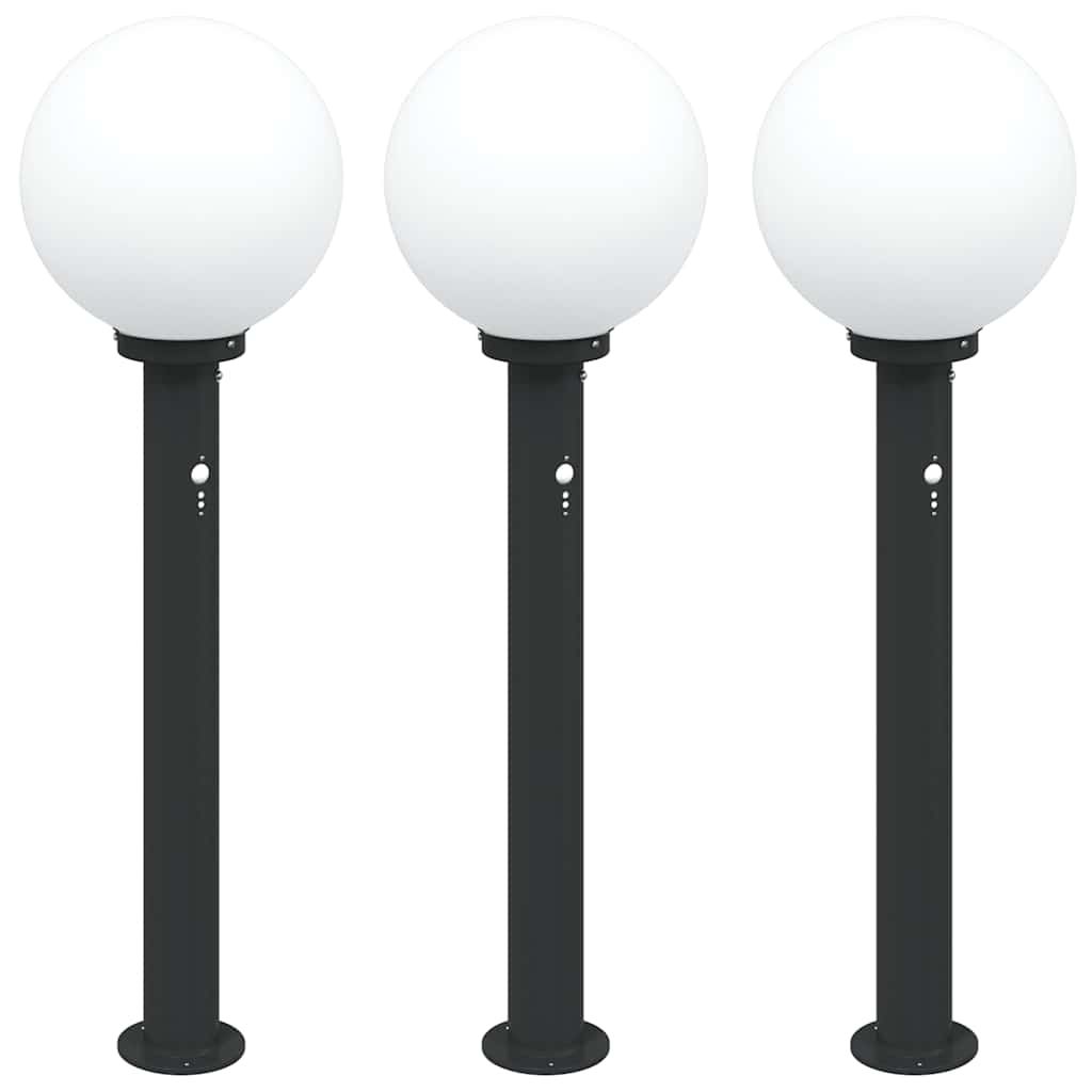 vidaXL Bollard Lights with Sensor 3 pcs 80 cm Black IP44