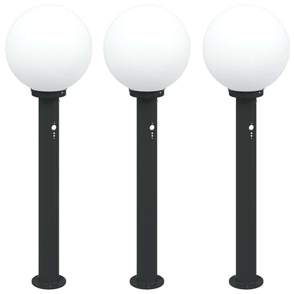 vidaXL Bollard Lights with Sensor 3 pcs 80 cm Black IP44