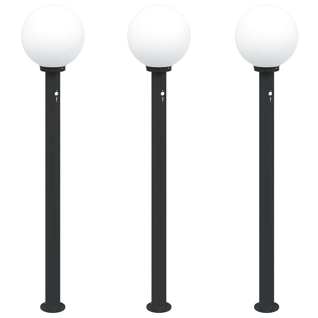 vidaXL Bollard Lights with Sensor 3 pcs 120 cm Black IP44