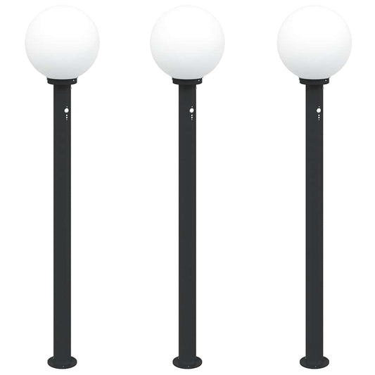vidaXL Bollard Lights with Sensor 3 pcs 120 cm Black IP44