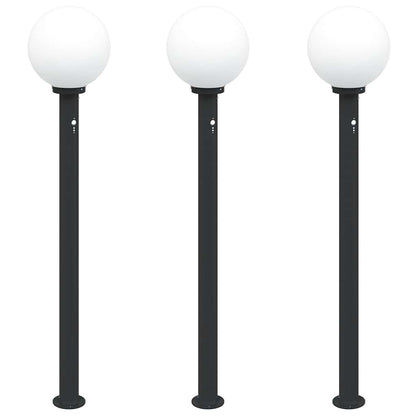 vidaXL Bollard Lights with Sensor 3 pcs 120 cm Black IP44