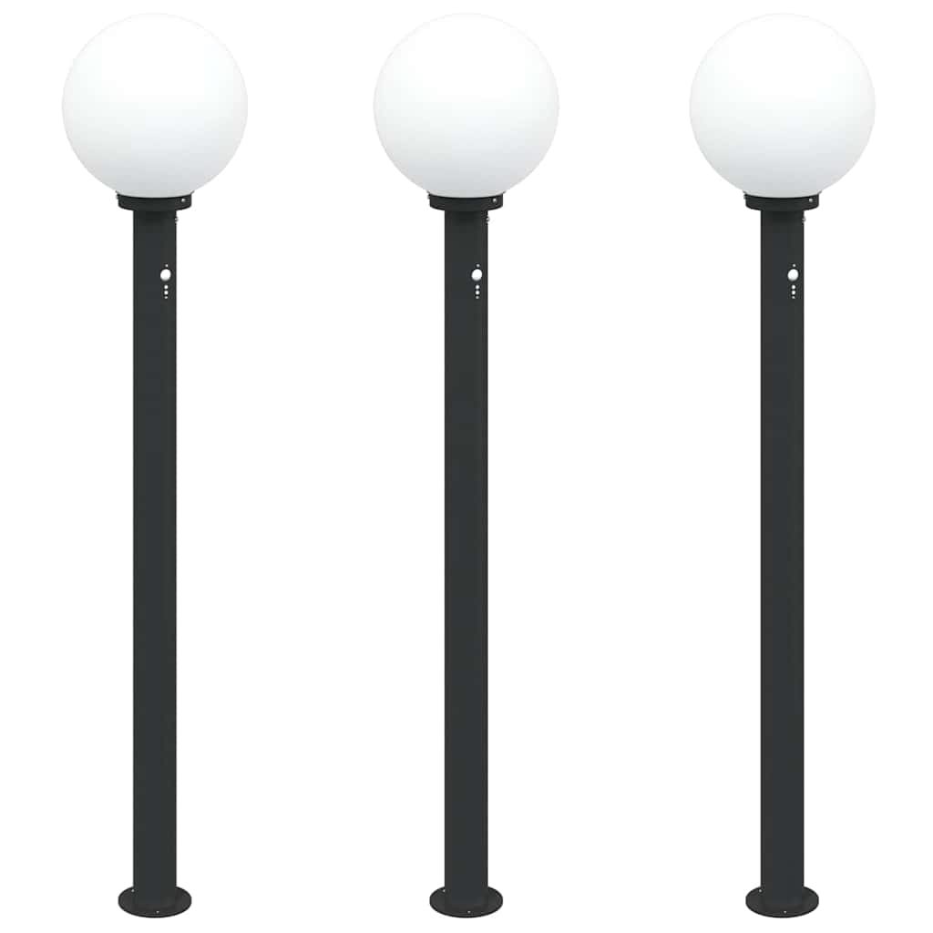 vidaXL Bollard Lights with Sensor 3 pcs 120 cm Black IP44