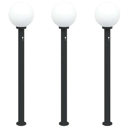vidaXL Bollard Lights with Sensor 3 pcs 120 cm Black IP44
