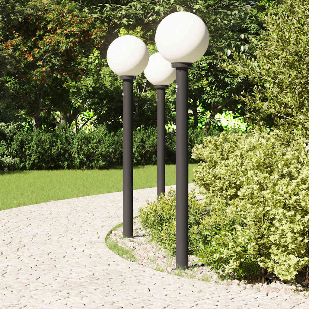 vidaXL Bollard Lights with Sensor 3 pcs 120 cm Black IP44