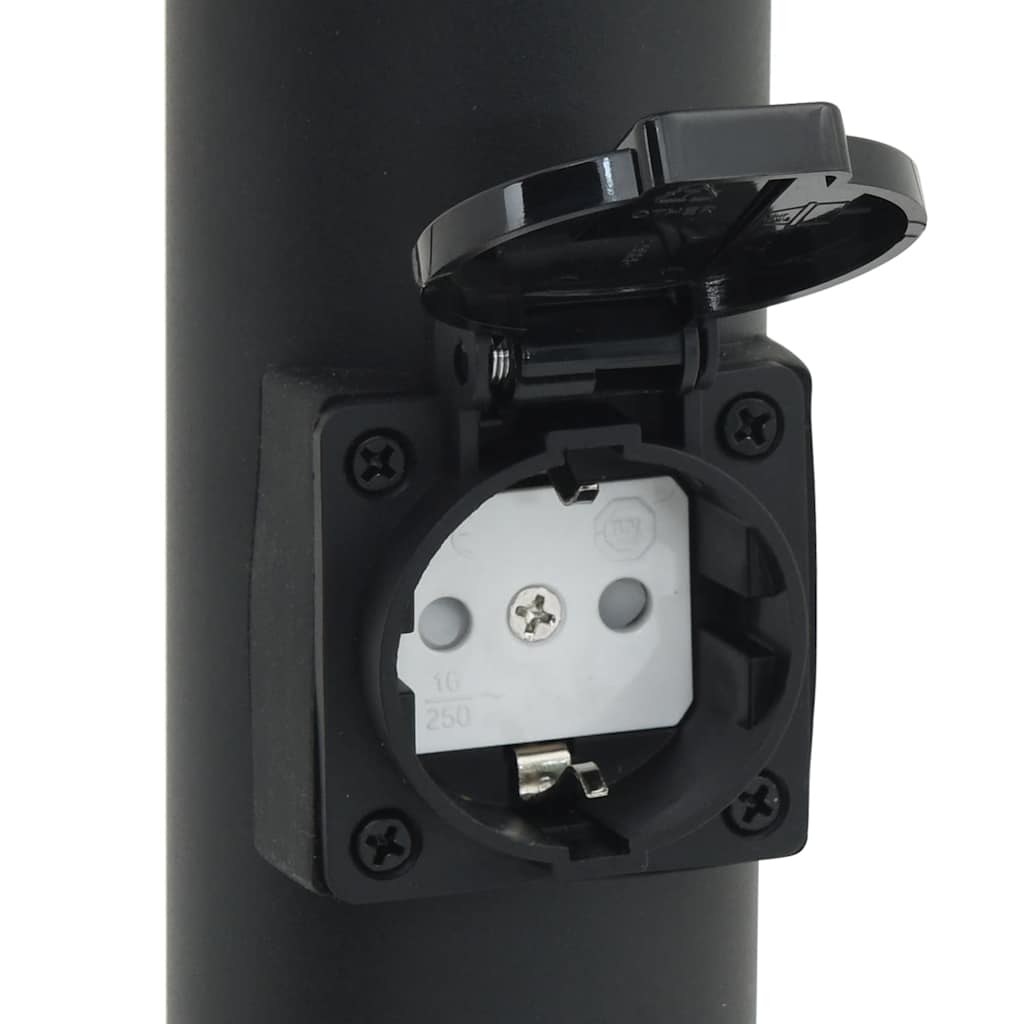 vidaXL Bollard Light with Outlet 80 cm Black IP44