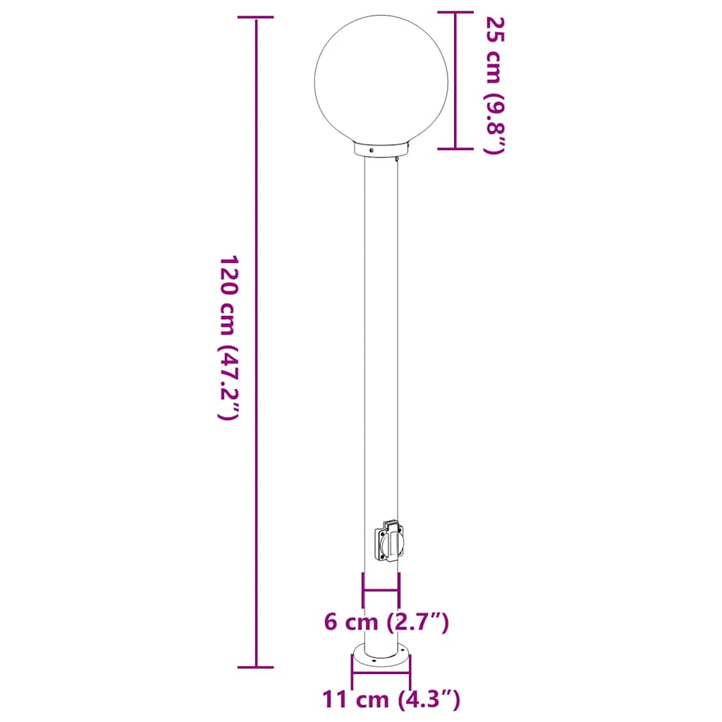 vidaXL Bollard Light with Outlet 120 cm Black IP44