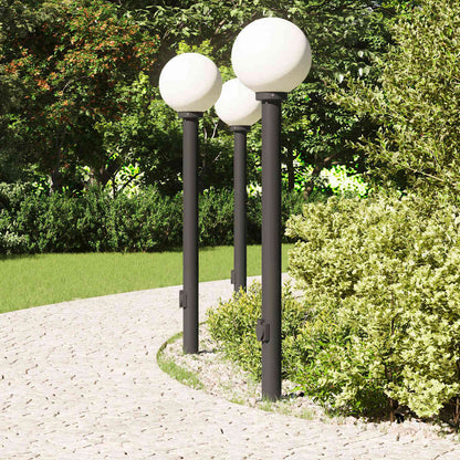 vidaXL Bollard Lights with Outlet 3 pcs 120 cm Black IP44