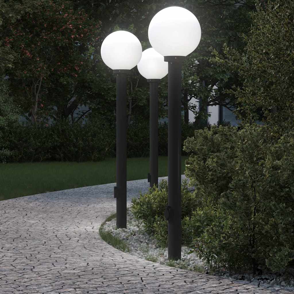 vidaXL Bollard Lights with Outlet 3 pcs 120 cm Black IP44