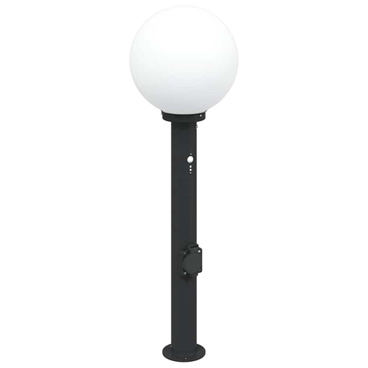vidaXL Bollard Light with Sensor&Outlet 80 cm Black IP44